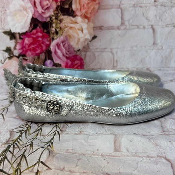 Tory Burch Adjustable Mary Jane Ballet Flats with Rhinestone Detail - Picture 5 of 13